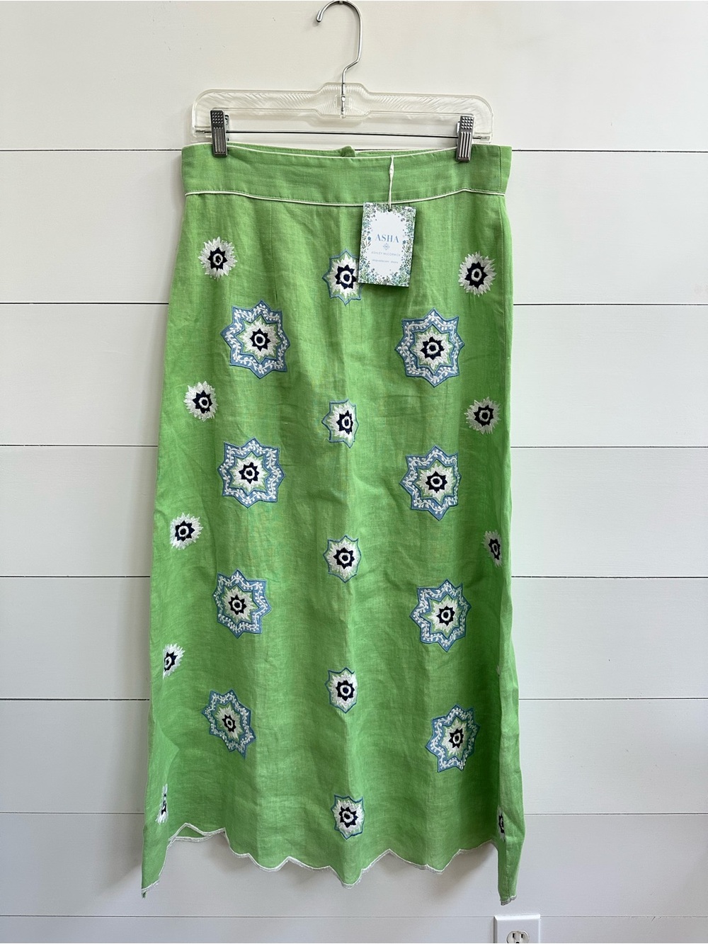 ASHA Ashley McCormick Palm Sienna Linen Skirt NWT